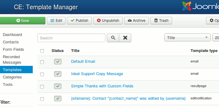 Contact Enhanced Template Manager